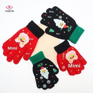 HWETR Giáng Sinh Hoạt Hình Găng Tay Dệt Kim Ông Già Noel In Găng Tay Mùa Đông Ấm Áp Màn Hình Cảm Ứng Găng Tay Cho Trẻ Em Người Lớn Quà Giáng Tặng Mới