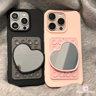 Cốc Hút Màu Đơn Giản DIY Màu Trơn Trái Tim Tình Yêu Gương Trang Điểm Tương Phản Búp Bê 3D Silicone Hút Miếng Lót Cho Vỏ Điện Thoại Cố Định Cốc Hút Lưng Dính