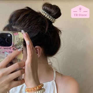 Dây Buộc Tóc Lò Xo TPU Cao Cấp, Độ Đàn Hồi Tốt, Bền, Họa Tiết Dễ Thương