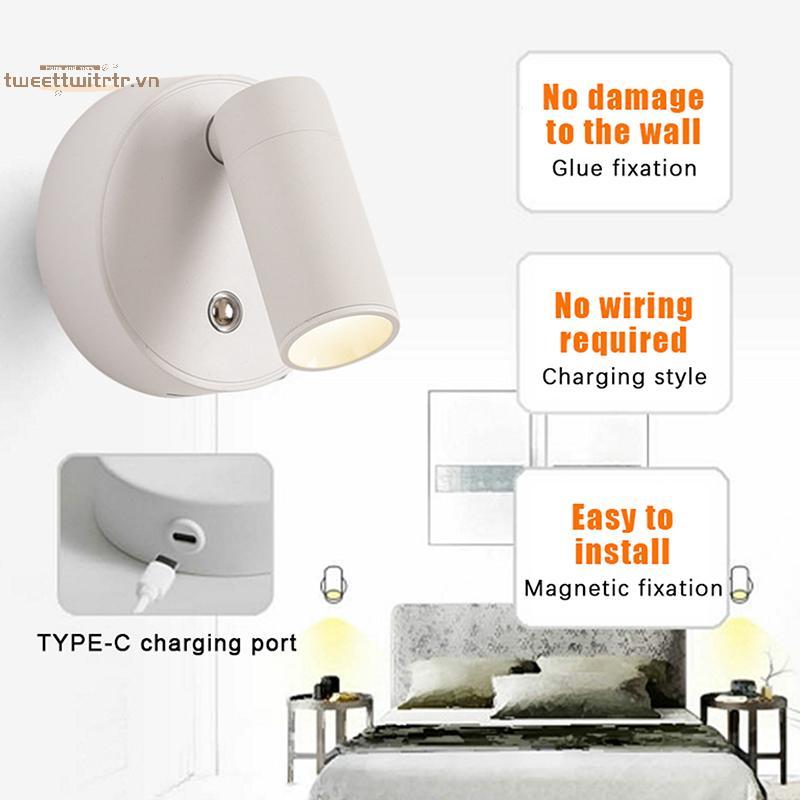 TRTR Spotlight Touch 2000mAH Đế Từ Tính Led Đèn Tường Không Dây USB Sạc Tường Tủ Treo Tường VN