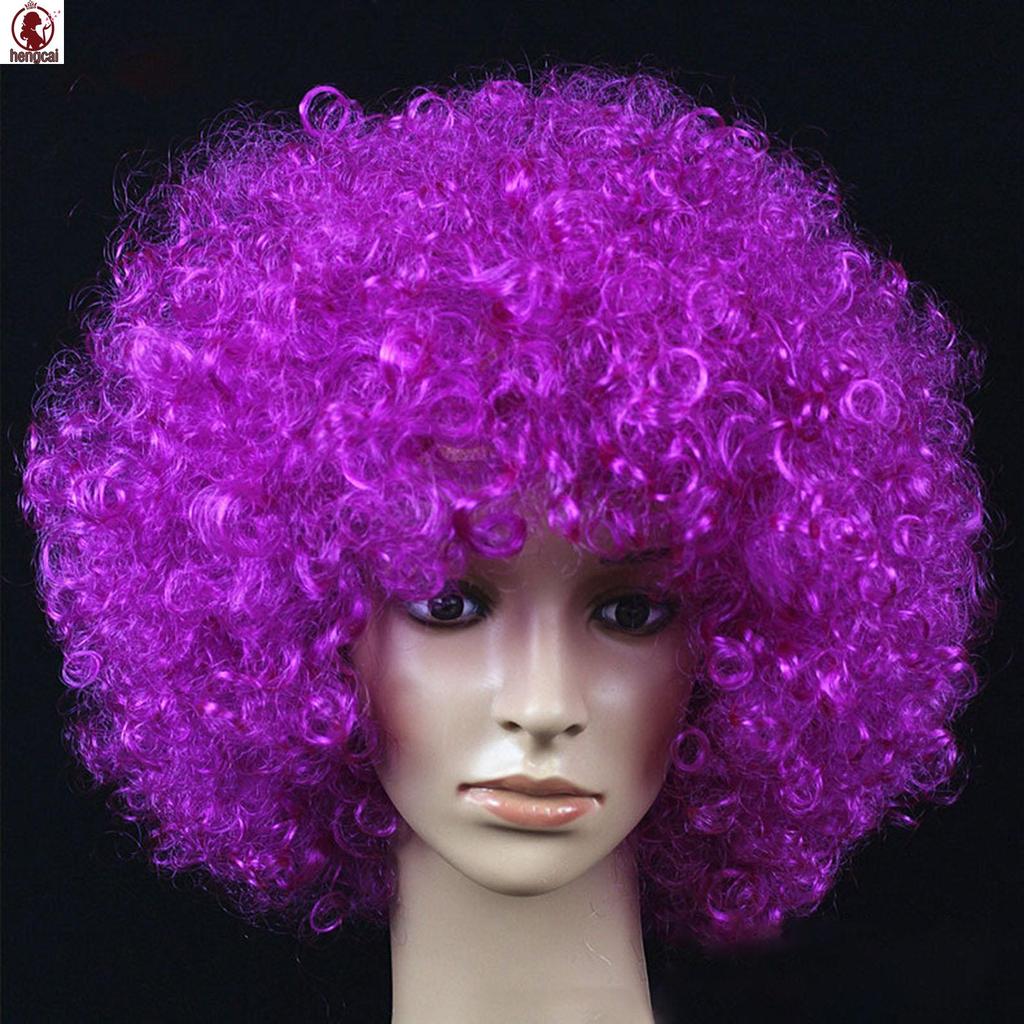 Tóc giả Afro puff nhiều màu sắc, phù hợp trang phục cosplay chú hề cho người lớn