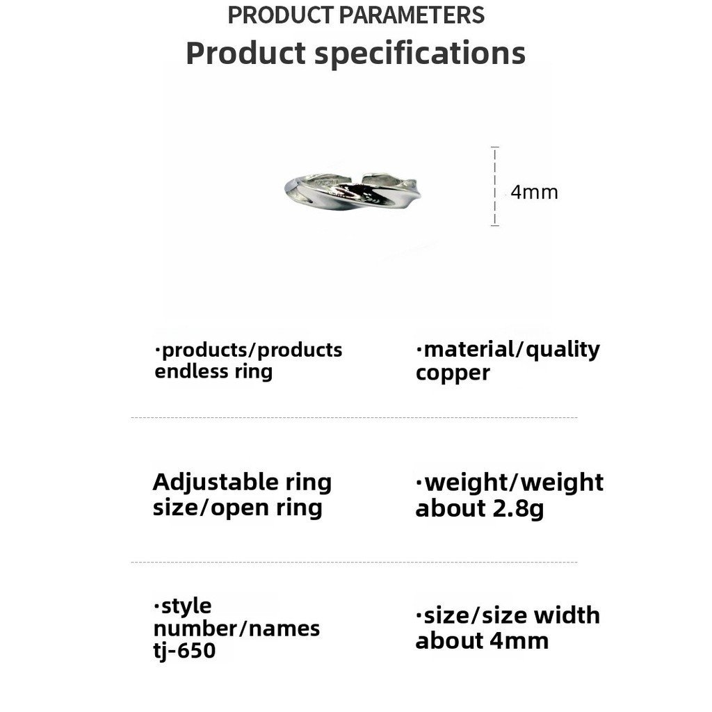 Nhẫn Mobius cao cấp có thể điều chỉnh size, phù hợp cho nam và nữ, thiết kế độc đáo hợp thời trang