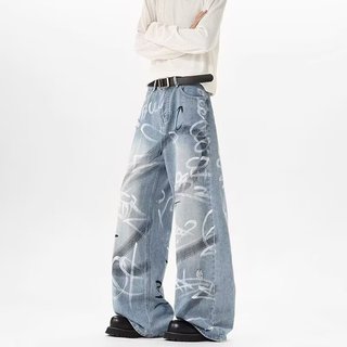 Quần jean unisex vẽ tay graffiti phong cách đường phố cao cấp