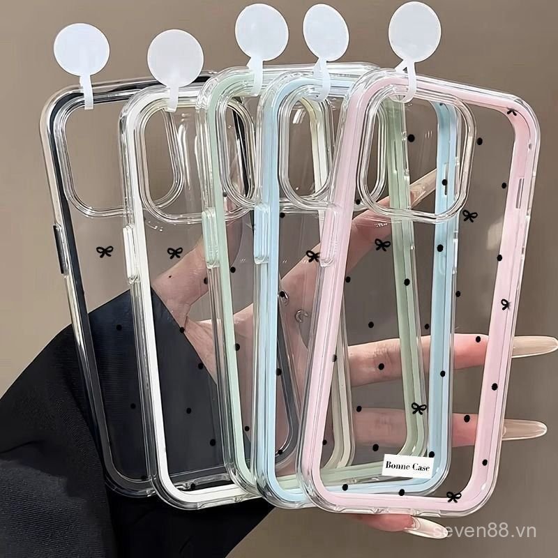 Ốp Điện Thoại Thích Hợp Cho iPhone 11 12 13 14 15 16 17 Pro max Plus Nơ Gió Lạnh Hai Trong Một Chống Sốc Chống Sốc Vỏ Bảo Vệ Bao Gồm Tất Cả MC4Q