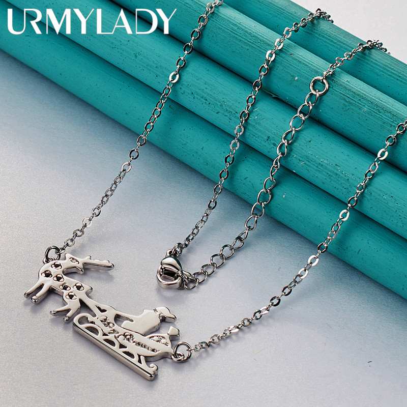 URMYLADY Mặt Dây Chuyền Sled Giáng Sinh Bạc 925 Chất Lượng Cao, Phù Hợp Cho Nữ Thời Trang