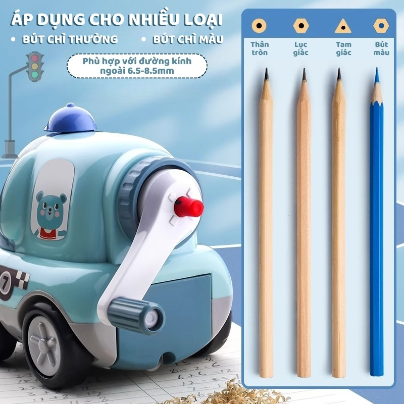 Gọt bút chì tự động kiểu dáng phương tiện vui nhộn, đồ chuốt bút chì đa năng chất lượng cho bé sáng tạo