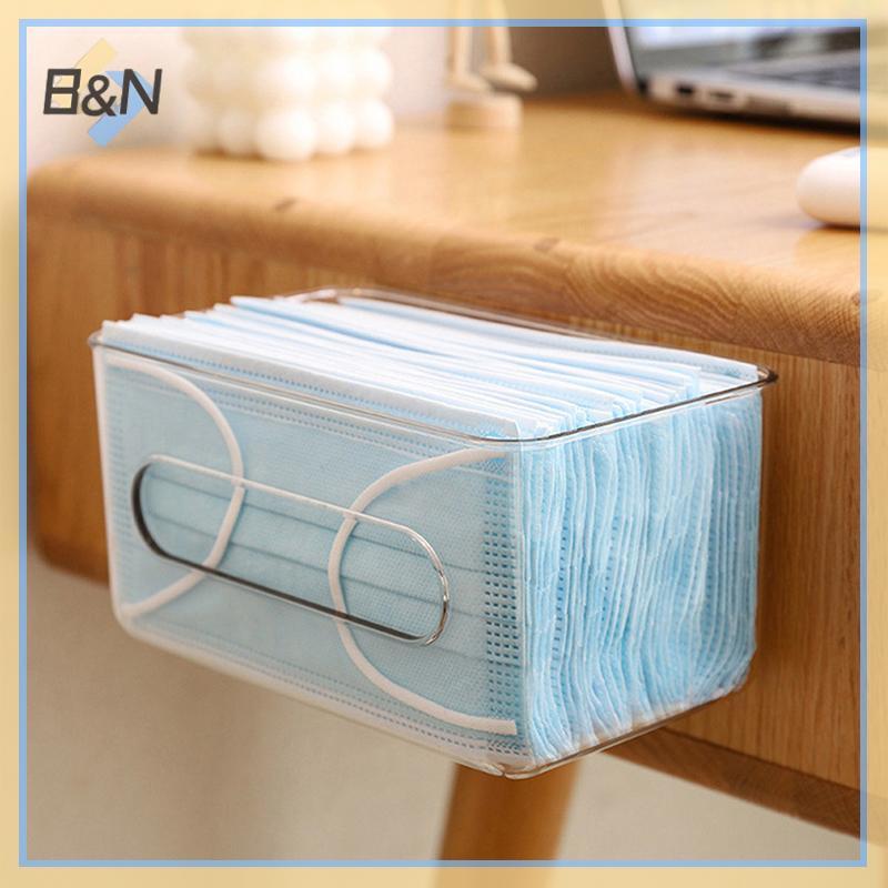 Hộp lưu trữ trong suốt B & N Hộp đựng khăn giấy treo tường Dung tích lớn Giá đỡ mặt nạ dùng một lần miễn phí cho lối vào văn phòng tại nhà.