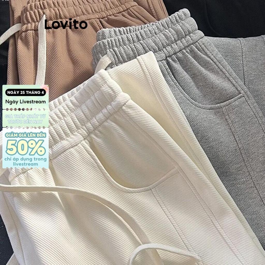 Lovito Quần Thường Ngày Cho Nữ Quần Rút Dây Trơn LNL54136
