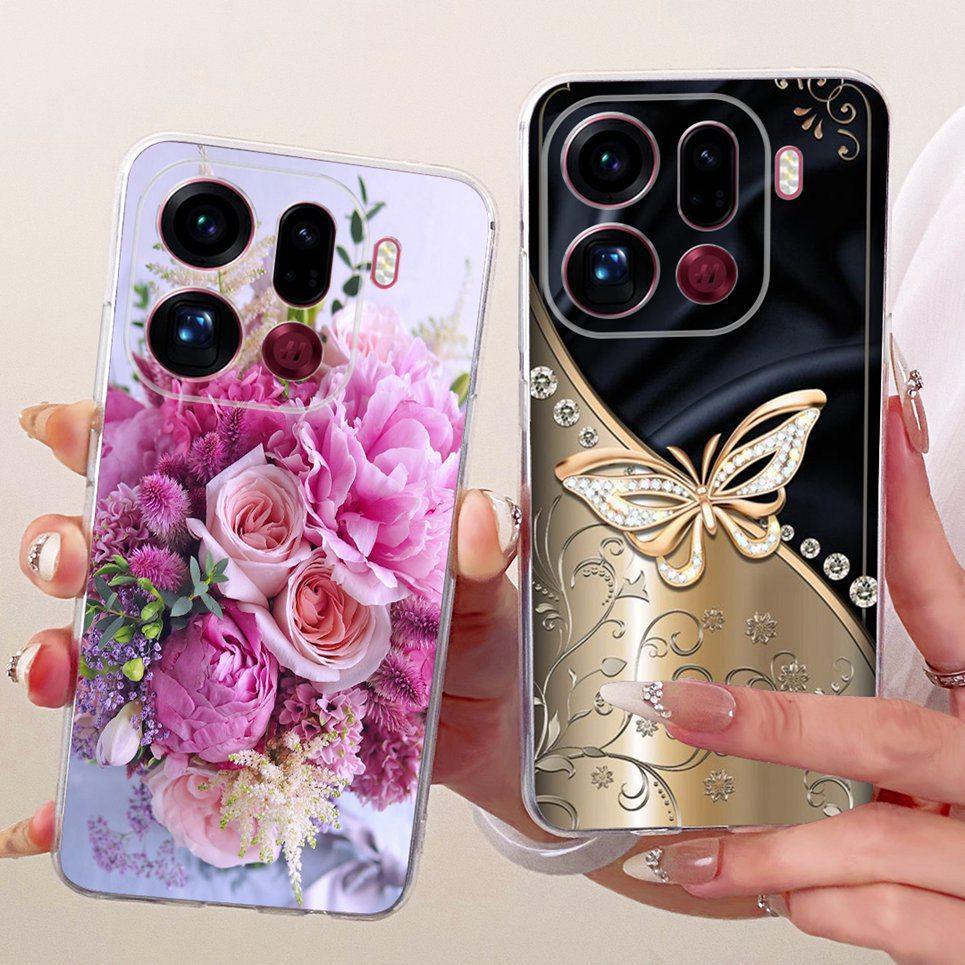 Thời Trang Mới Sang Trọng Hoa Bướm Nữ Tính Tranh Ốp lưng Oppo Find X9 Pro FindX9 Vỏ Silicon Mềm Trong Suốt Ốp Lưng
