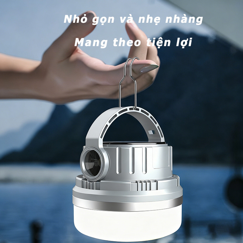Đèn Pin Sạc Đa Năng Cho Cắm Trại - Công Nghệ Sạc Kép Type-C/Mặt Trời, Chống Thấm Nước IPX5, Thời Lượng Pin Cực Lâu