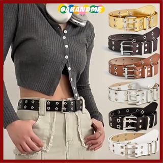 Thắt lưng da Hip-Hop Gothic phong cách Punk Rock với thiết kế mắt sao Star Eyelet