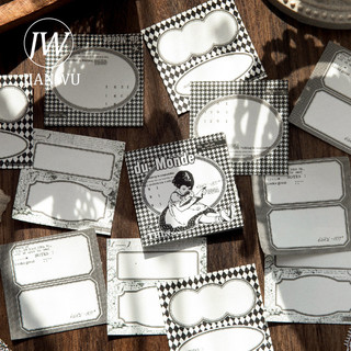 JIANWU Một vài Ly Trà Và Một Bữa Ăn Vintage Biên Giới Phong Cảnh Chất Liệu Cắt Dán Memo Pad Sáng Tạo Rác Tạp Chí Văn Phòng Phẩm