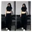 SÉT BỘ QUẦN DA CÁ XÁM TRƠN +MIX ÁO PHÔNG CROPTOP TRƠN TĂM-quanaao94