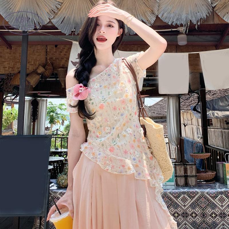 Áo Thun Nữ Mùa Hè, Màu Trơn, Cổ Tròn, Tay Ngắn, Kiểu Dáng Ngọt Ngào