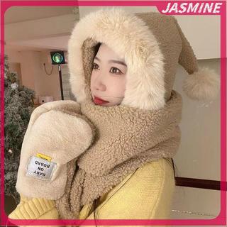 JASMINE Khăn và Găng Tay Mùa Đông Chất Liệu Nỉ Dày và Nhung, Ấm Áp và Phong Cách