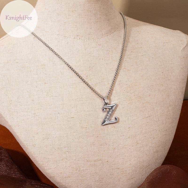 K2nightFee Sáng Bóng Kim Cương Giả Chữ A-Z Vòng Cổ Bảng Chữ Cái Ban Đầu Mặt Dây Chuyền Nam Nữ Chữ Hợp Thời Trang Trang Trang Sức Quà Tặng VN