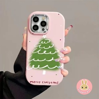 Ốp Điện Thoại Khung Mạ Nụ Cười Cây Giáng Sinh Cho Redmi K80 K70 Pro K70E K60E K50 K60 Ultra K40 Pro Plus K40S K30 Pro K30i Vỏ Màu Hồng Dễ Thương Ốp Lưng Chống Sốc