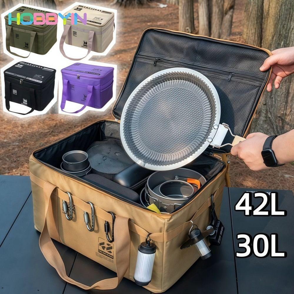 Túi đựng đồ cắm trại HOBBYIN, Túi đựng dã ngoại chống nước có thể gập lại, Dung tích lớn chuyên nghiệp 42L / 30L có ngăn Túi xách thực tế ngoài trời