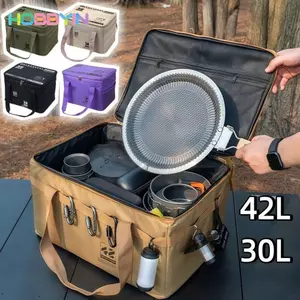 Túi đựng đồ cắm trại HOBBYIN, Túi đựng dã ngoại chống nước có thể gập lại, Dung tích lớn chuyên nghiệp 42L / 30L có ngăn Túi xách thực tế ngoài trời