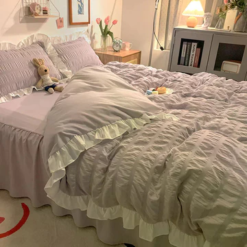 Bộ 4 món chăn ga gối đệm phong cách công chúa dành riêng cho ký túc xá: Chăn ga gối đệm, ga trải giường, vỏ gối, vỏ chăn