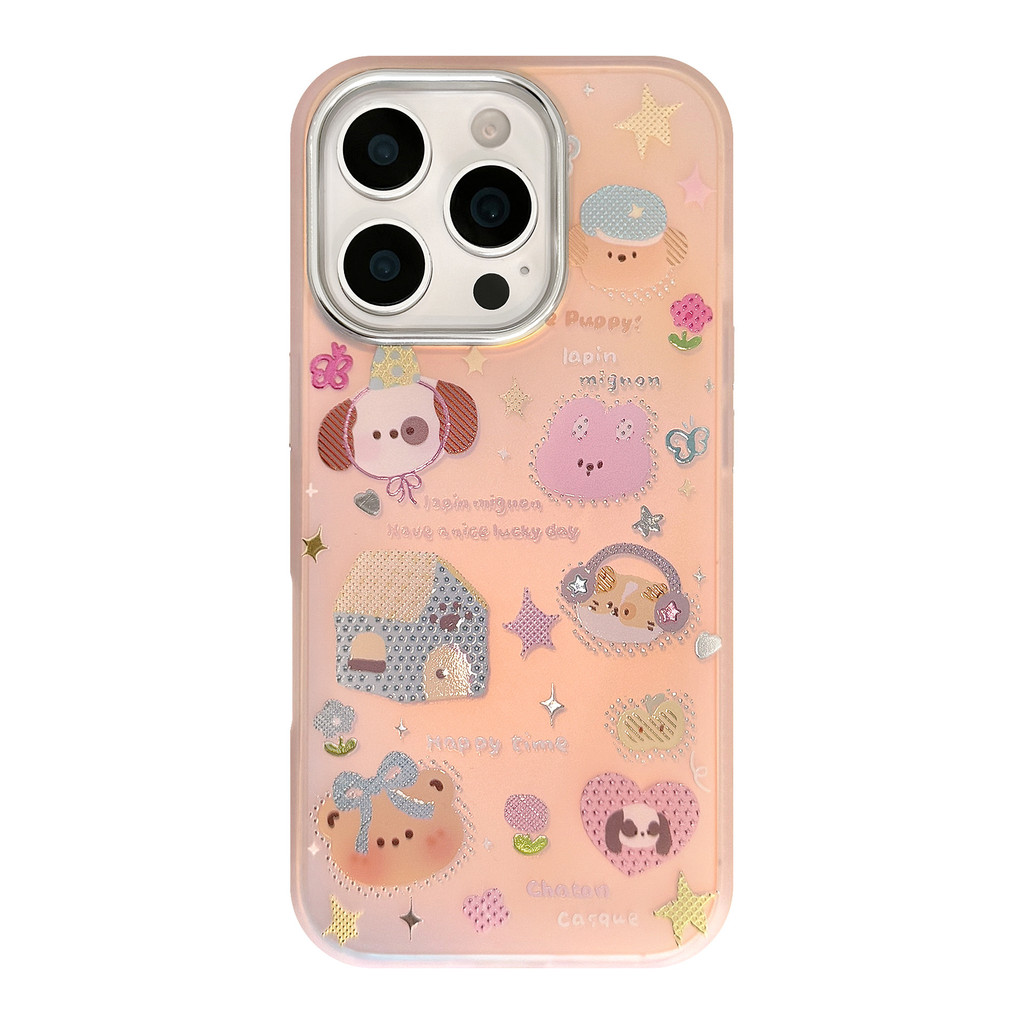 Gilt Thích Hợp Cho iphone15 Ốp Điện Thoại 17Promax Laser Hồng Hoạt Hình 16 Chống Sốc 14 Phong Cách Hàn Quốc 13 Vỏ Cứng