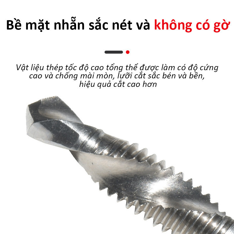 Bộ 6 Mũi Khoan Taro Ren Inox - Chuôi Lục Giác, Phủ Titan, Thép HSS Độ Cứng Cao Cho Mọi Vật Liệu
