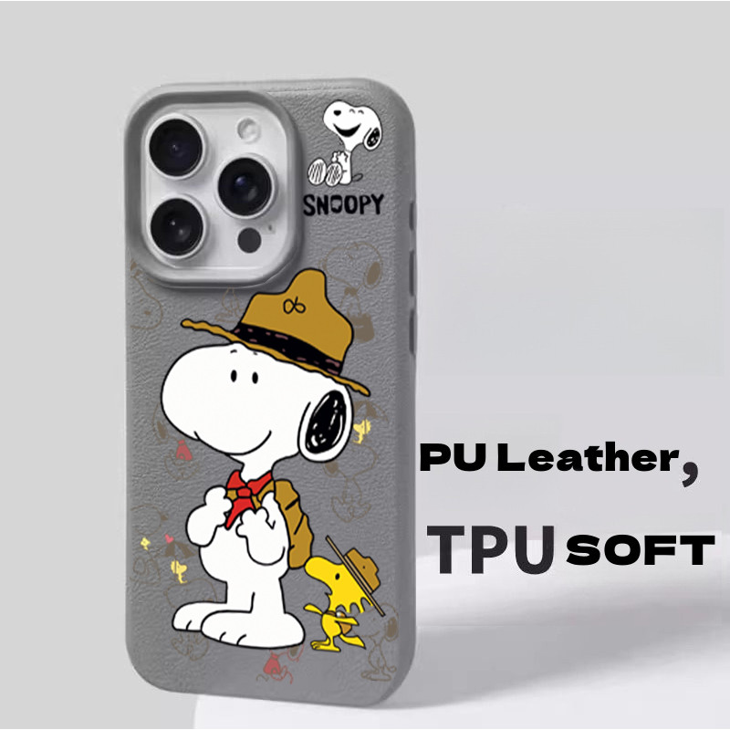 Ốp Lưng Cho Samsung Galaxy S21 Note 10 20 Ultra Plus S21FE F06 A7 2018 Snoopy Dễ Thương Da PU Mềm Hoạt Hình Mờ