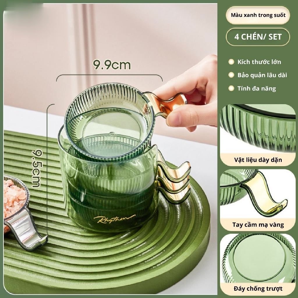 Bộ 4 Chén Dĩa Đựng Nước Chấm Có Khay Đựng Có Tay Cầm Tiện Dụng