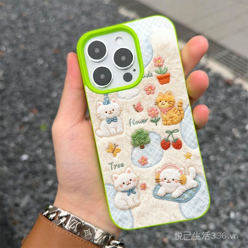 In Hình Mèo Cam Thích Hợp Cho iPhone17 / 16promax Ốp Điện Thoại 1413 / 12 11 Nửa Gói Mềm Hoạt Hình