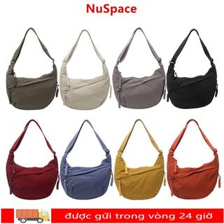 Túi đeo vai NUSPACE, Túi đeo chéo nhẹ đơn giản Hàn Quốc, Vải màu trơn đa năng Túi đựng bánh bao dung tích lớn Du lịch