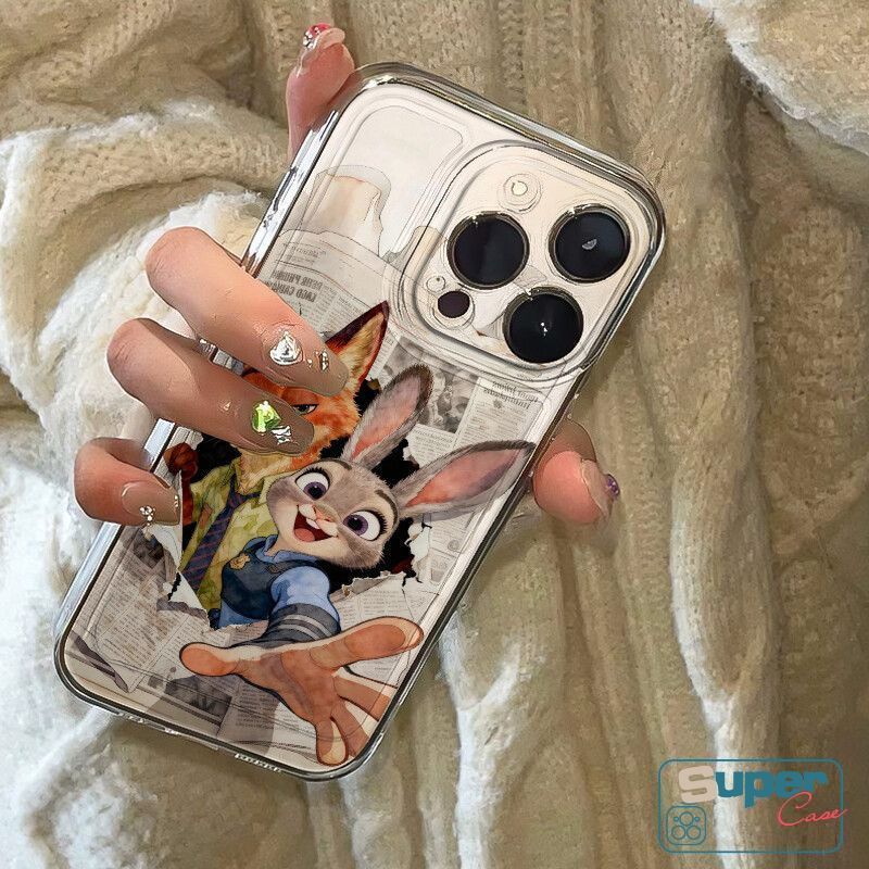 Ốp Lưng Cho Realme C67 C75 C71 C53 C55 C63 C65 C51 Note 50 60 C25 C51s C21Y C30 C25s 5 9i 5S 6i 5i 11 C2 C3 C15 C21 12 C61 C25Y Phim Hoạt Hình Sáng Tạo Zootopia Fox Bunny Cặp Đôi