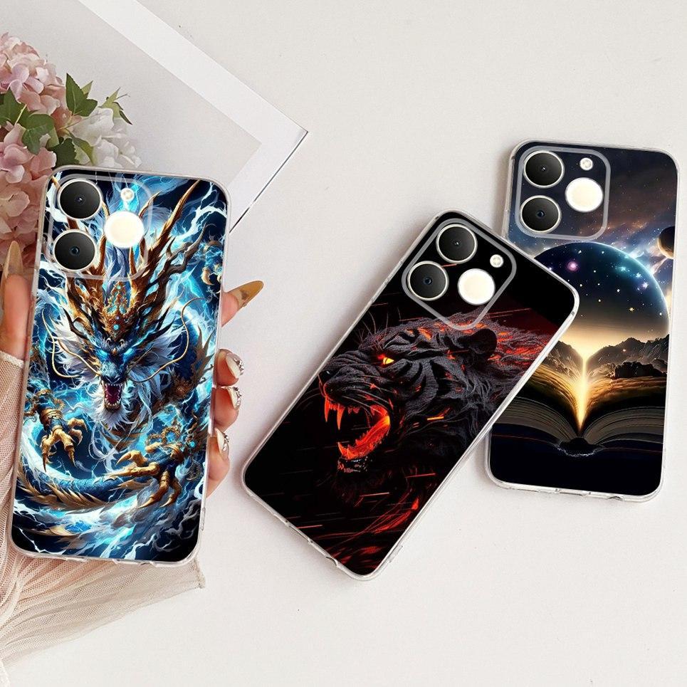 Dành Cho Realme C71 Ấn Độ RMX5313 Ốp Lưng Điện Thoại Realme Note 70 70T Narzo 80 Lite 4G Vỏ Rồng Động Vật Mèo Trong Suốt Silicon Mềm