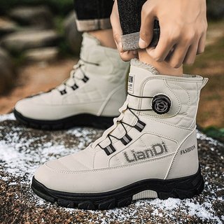 Thể Thao Ngoài Trời Kích Thước Lớn Giày Bốt Tuyết Nam Lông Cừu Lót Dày Ấm Áp Chống Trơn Trượt Giày Bốt Cotton