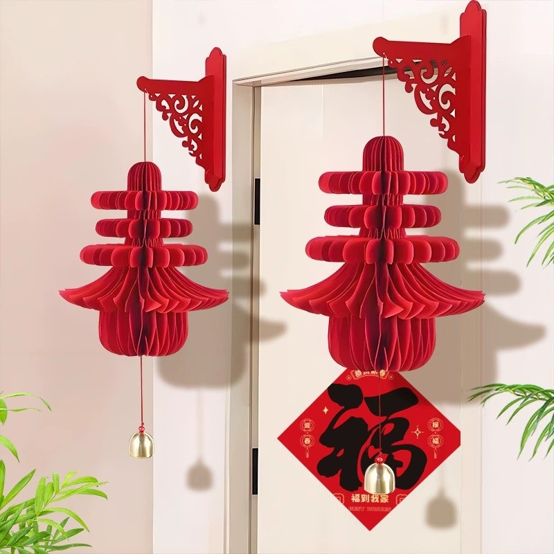 Lễ hội mùa xuân Đèn lồng tổ ong đỏ Chun Nhân vật Trang trí treo nhà cửa