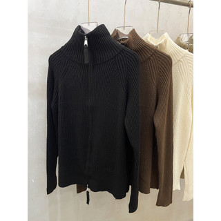 Áo khoác cardigan dáng rộng cổ đứng, dây kéo đôi - Phù hợp thời tiết thu đông, style thoải mái