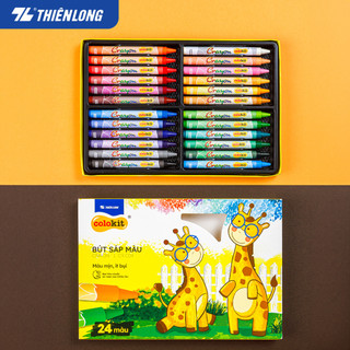Bút sáp màu Thiên Long Colokit 24 màu tươi sáng, thông dụng tiêu chuẩn Châu Âu, an toàn cho bé tô màu, vẽ tranh CR-C09