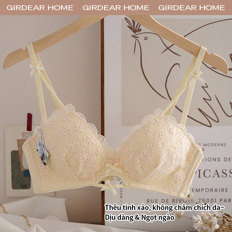 Girdear Home Nhà Nhật Bản Gợi Cảm Ren Dễ Thương Thoải Mái Push Up Bra Người Phụ Nữ Liền Mạch Nhỏ Ngực Đẩy Lên Nữ Không Dây Thoải Mái Đồ Lót, GH42