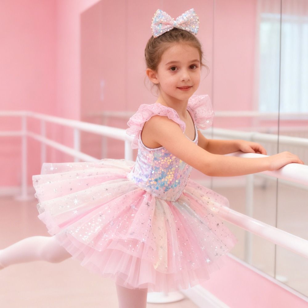 Đầm múa ba lê trẻ em YMIFI, Đầm dự tiệc Sequin Ballet Tutu, Quần áo biểu diễn hiện đại phồng thời trang khiêu vũ