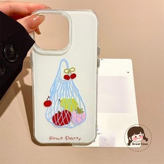 Túi Mua Sắm Trái Cây Họa Tiết Ốp Lưng Điện Thoại Samsung Galaxy S25 S24 S23 S22 S21 Ultra Plus S20 FE Lite A73 A72 A71 A53 A52 A52S A51 5G 4G Vỏ Thời Trang Chống Rơi Vỏ Mềm Dễ Thương