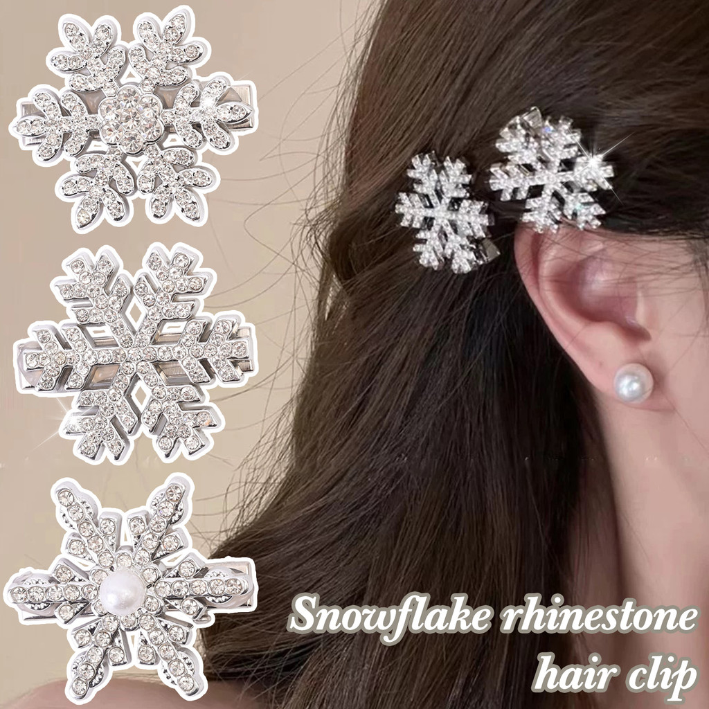Bộ Kẹp Tóc Kim Cương Giả Bông Tuyết - Phụ Kiện Tóc Móng Vuốt Lấp Lánh Cho Tiệc Giáng Sinh, Nhẹ & Thoải Mái, 2 / 4 / 6 CÁI