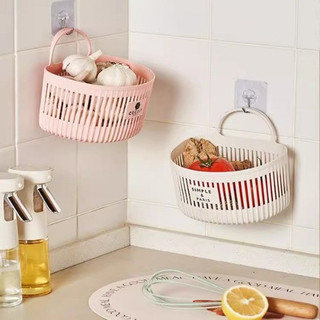 Set Bao Gồm 2 Rổ, 1 Rổ To Và 1 Rổ Nhỏ Treo Tường Đa Năng  Thiết Kế Thoát Nước Thông Minh, Chống Ẩm, Treo Tường Tiện Lợi