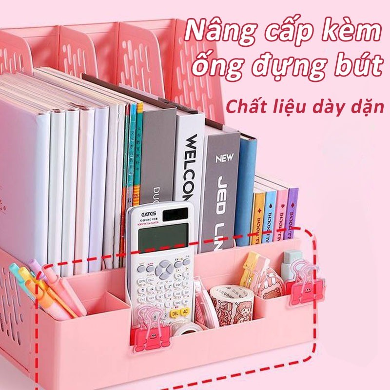 kệ đựng tài liệu 4 Ngăn – Giá Đựng Tài Liệu & Sách Vở, Decor Bàn Làm Việc Ngăn Nắp, Sắp Xếp Giấy Tờ Gọn Gàng