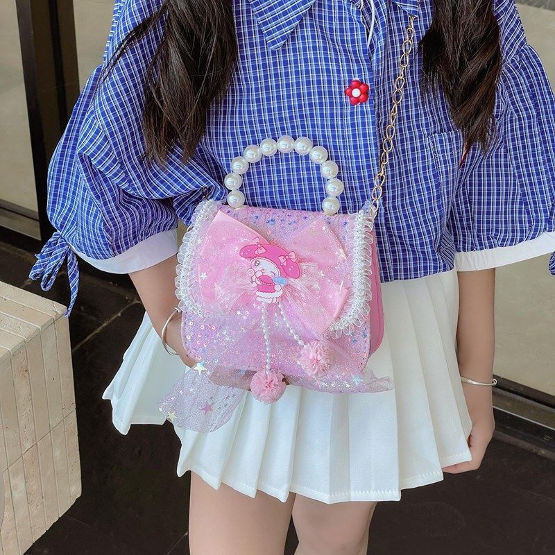 🔥 Dễ thương vai túi 🔥 Sanrio Túi Xách Tay Cho Bé Kuromi Túi Đeo Chéo ins cô gái quà tặng có hàng sẵn ✭Túi Đeo Ngang Trẻ Em Kulomi Túi Nhỏ Nữ Phong Cách Mới Dễ Thương Cho Bé Nữ Sanrio Túi Xách♤
