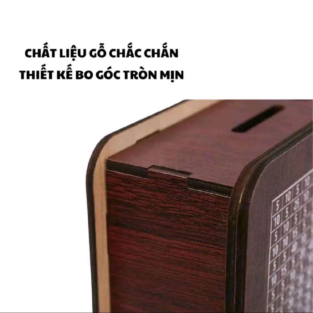 (Mua 1 tặng 1)  Hộp gỗ tiết kiệm, hộp tiết kiệm bằng gỗ tổng hợp chất lượng cao mệnh giá 10 triệu tặng kèm bút
