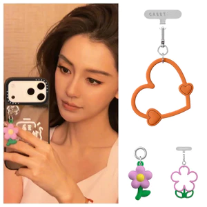 Silicone INS Hoa Lãng Mạn Trái Tim Tình Yêu Nhẫn Treo + Thẻ Thích Hợp Cho iPhone Full Phạm Vi Phụ Kiện Dây Xích Điện Thoại Di Động Chất Lượng Cao