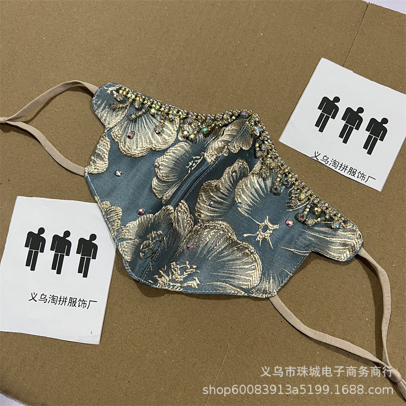 Mặt nạ bảo hộ mùa hè, phong cách Trung Hoa với họa tiết kim cương, chống bụi và viền chống lạnh