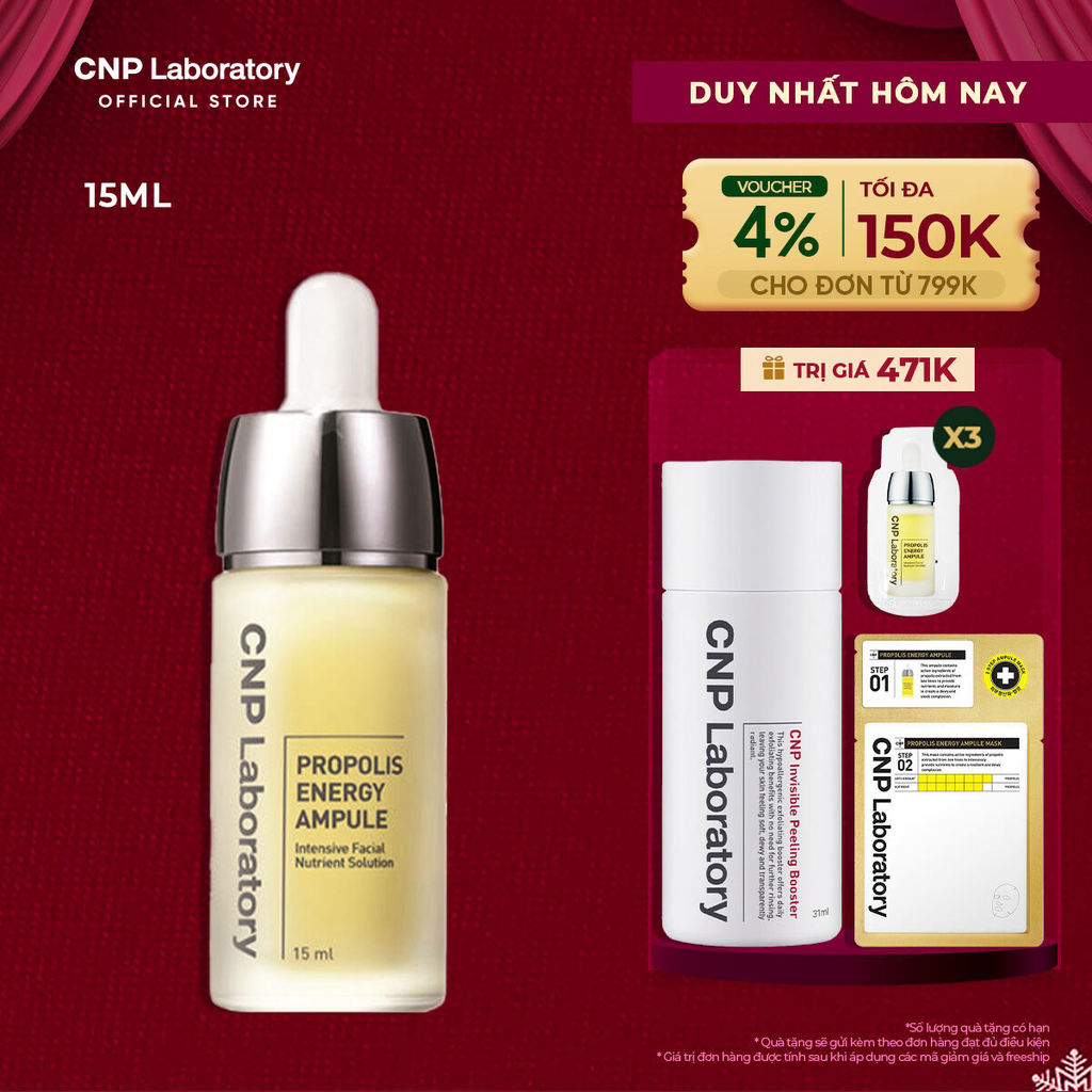 [CNP Laboratory Official] Tinh chất tái tạo phục hồi da chiết xuất keo ong CNP Propolis Energy Active Ampule 15ml