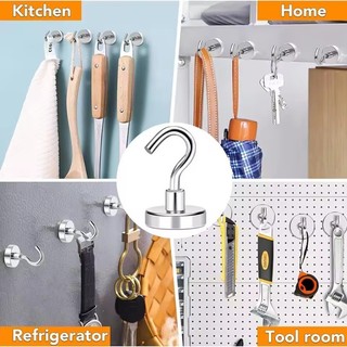6 / 12 / 18 Cái Móc Từ Tính Mạnh - Móc Bảo Quản Treo Tường Hạng Nặng Cho Chìa Khóa, Áo Khoác, Cốc Nhà Tổ Chức