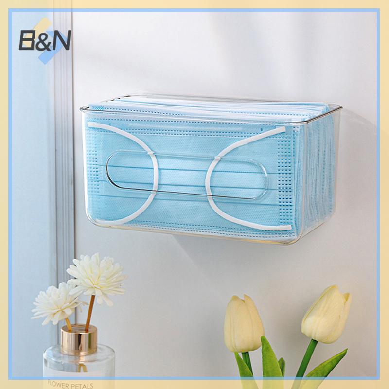 Hộp lưu trữ trong suốt B & N Hộp đựng khăn giấy treo tường Dung tích lớn Giá đỡ mặt nạ dùng một lần miễn phí cho lối vào văn phòng tại nhà.