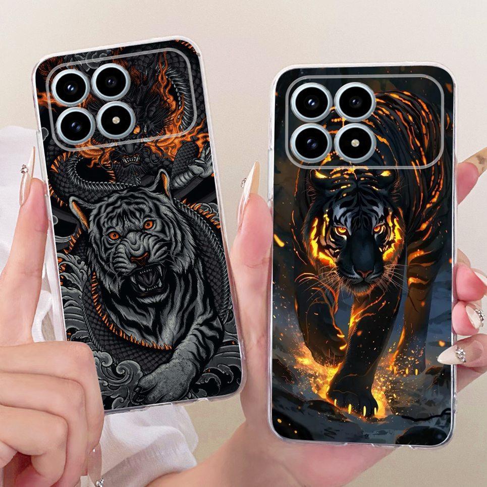 Dành Cho Poco F8 Pro 5G Ốp lưng Redmi K90 Vỏ Rồng Mát Sư Tử Hổ Hoạt Hình Tranh Mặt Sau Trong Suốt Silicon Mềm Capa